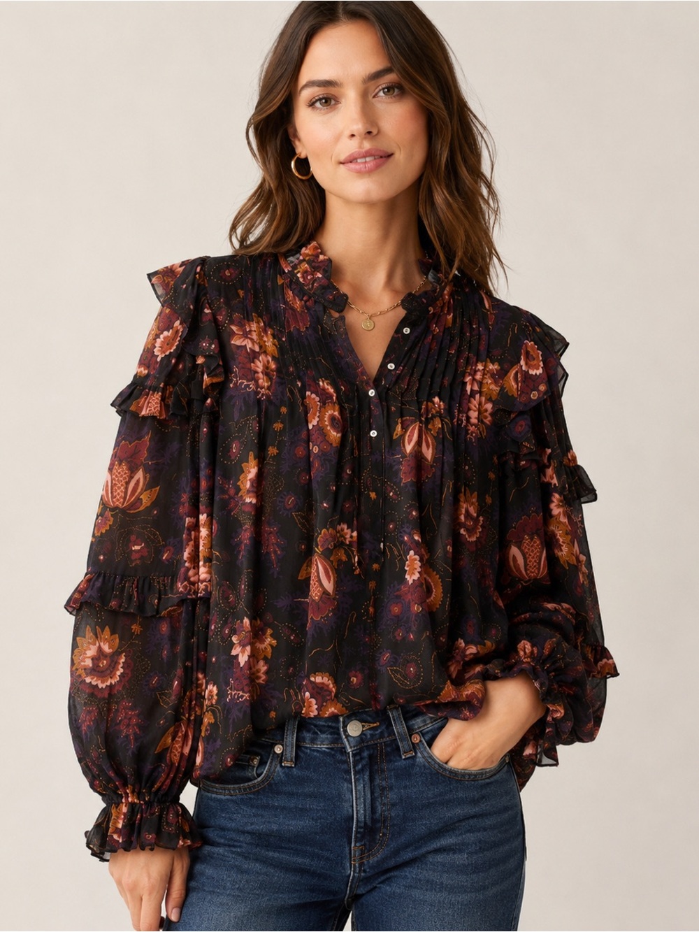 Ulla Johnson Miray Blouse Valerian Silk Size 4